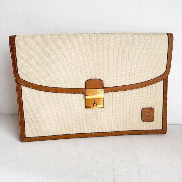 Vintage Bally Light Beige Monogram Office Document Case - Picture 5 of 14